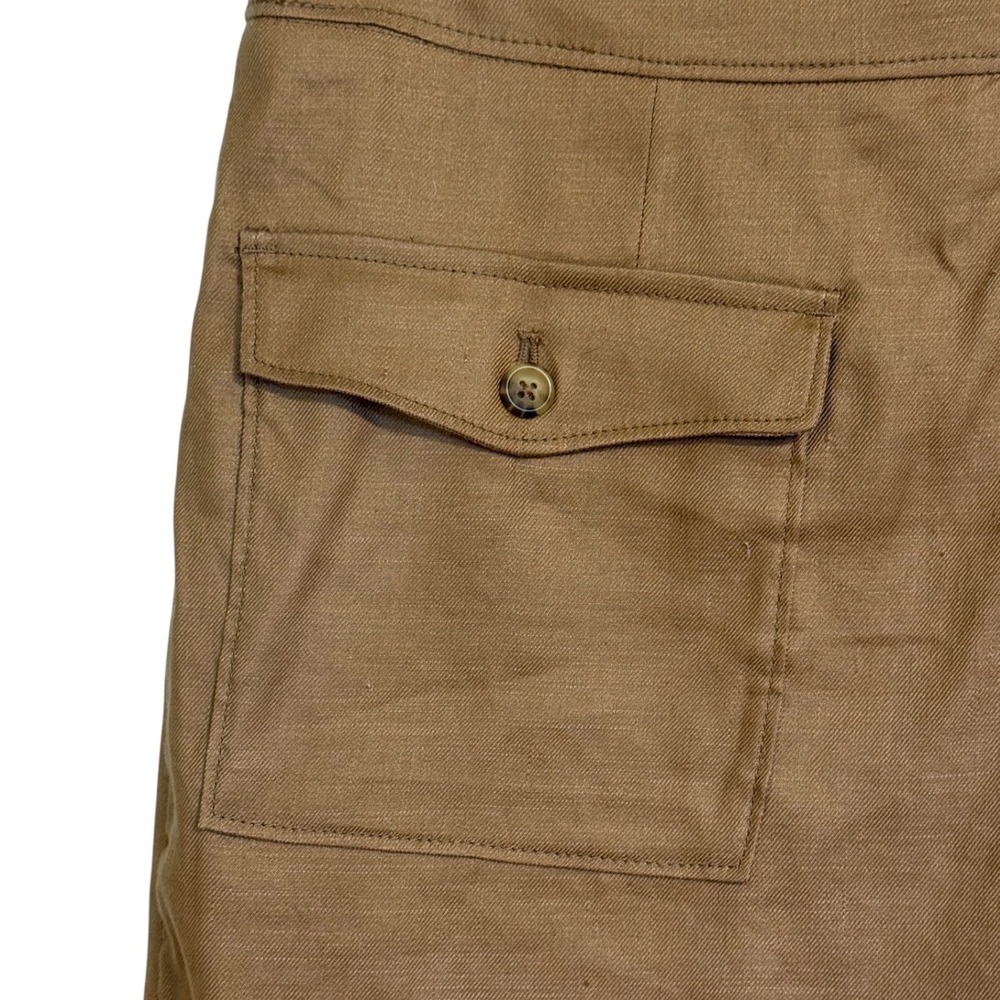 WHITE HOUSE BLACK MARKET Brown Linen Blend Wrap Skort Tortoise D-Ring Belted  S - Picture 4 of 8